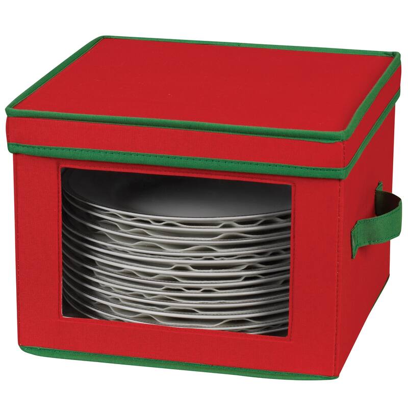 Household Essentials Holiday Dinner Plate Storage Box - 12'' x 12'' x 8.5''