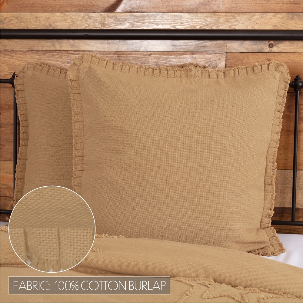 Burlap Euro Sham with Fringed Ruffle