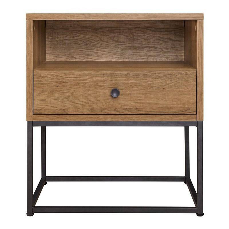 Brown/Black 1 Drawer 20.13 in. W Nightstand with Sturdy Hardware and Ample Storage