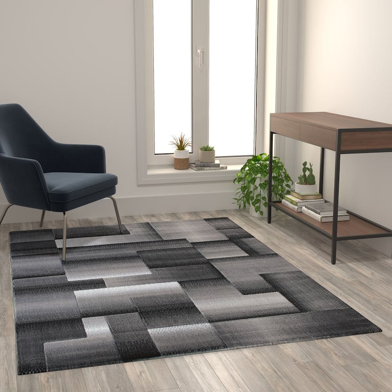 Modern Geometric Style Color Blocked Indoor Area Rug