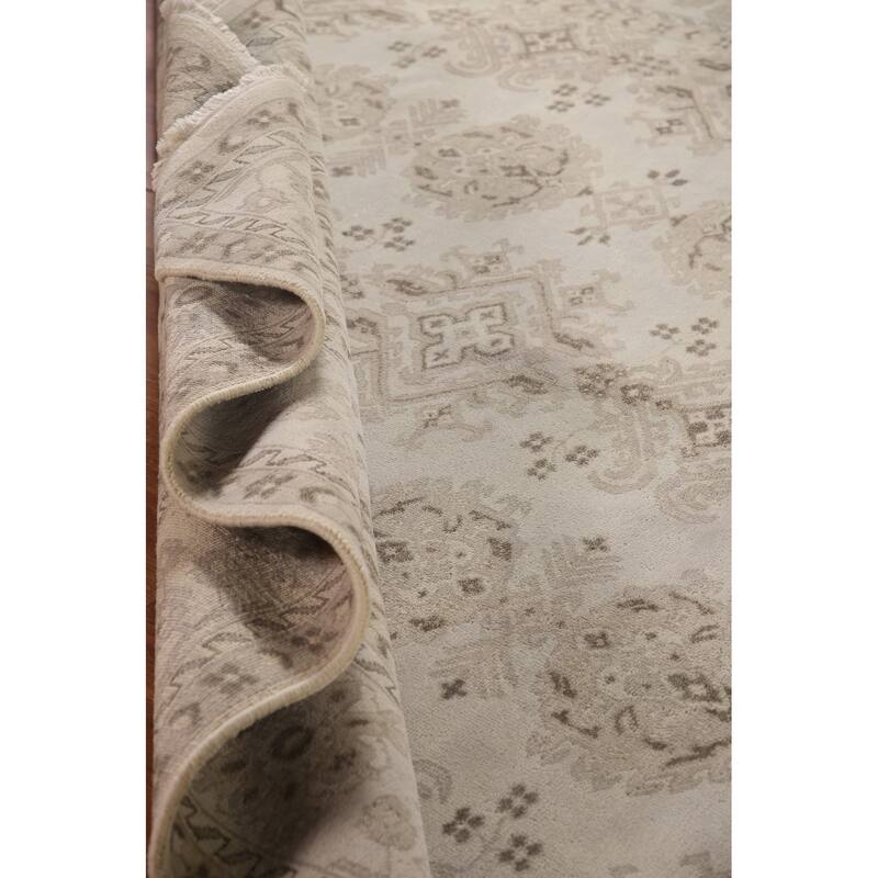 Geometric Oushak Oriental Area Rug Handmade Wool Carpet - 8'10"x 11'11"