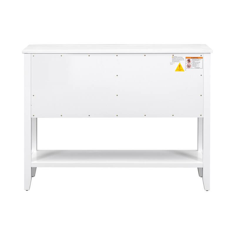 Vintage Console Table with Four Small Drawers and Bottom Shelf