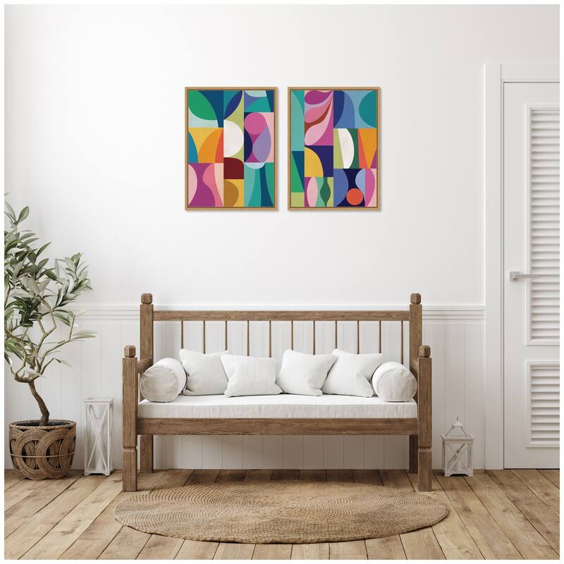 Kate and Laurel Abstract 2 Piece Framed Canvas Wall Art Set by Rachel Lee