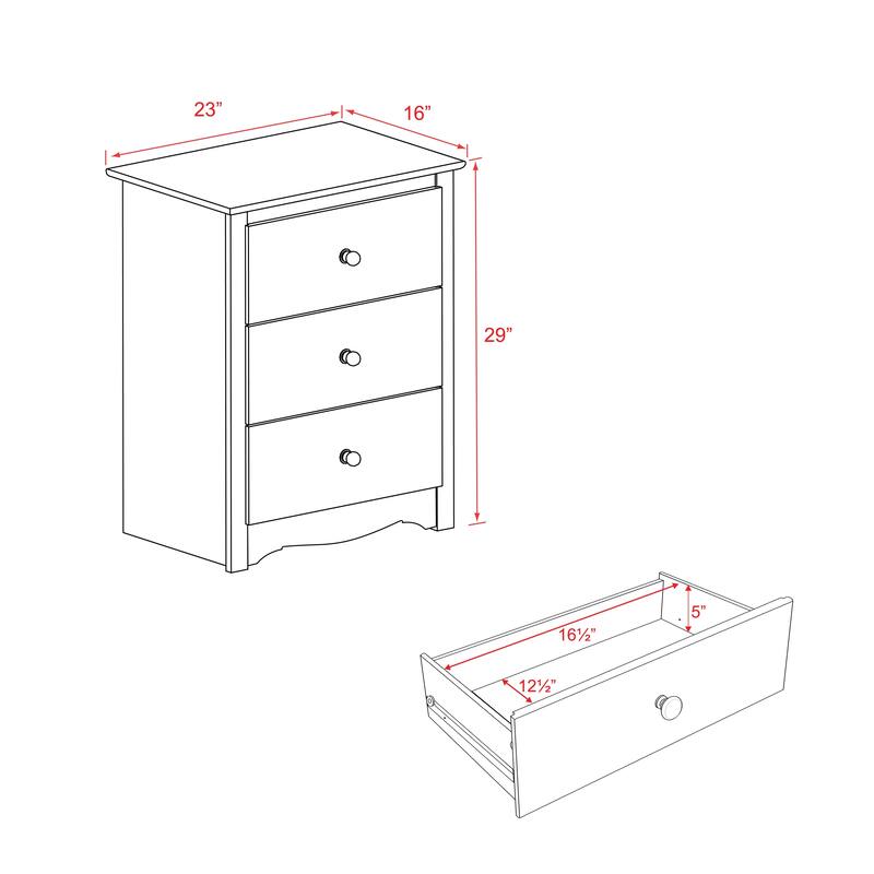 Copper Grove Periyar White 3-drawer Tall Nightstand