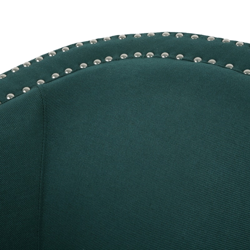 31.25" Upholstered Swivel Club Chair with Nailheads and Iron Legs for Living Room