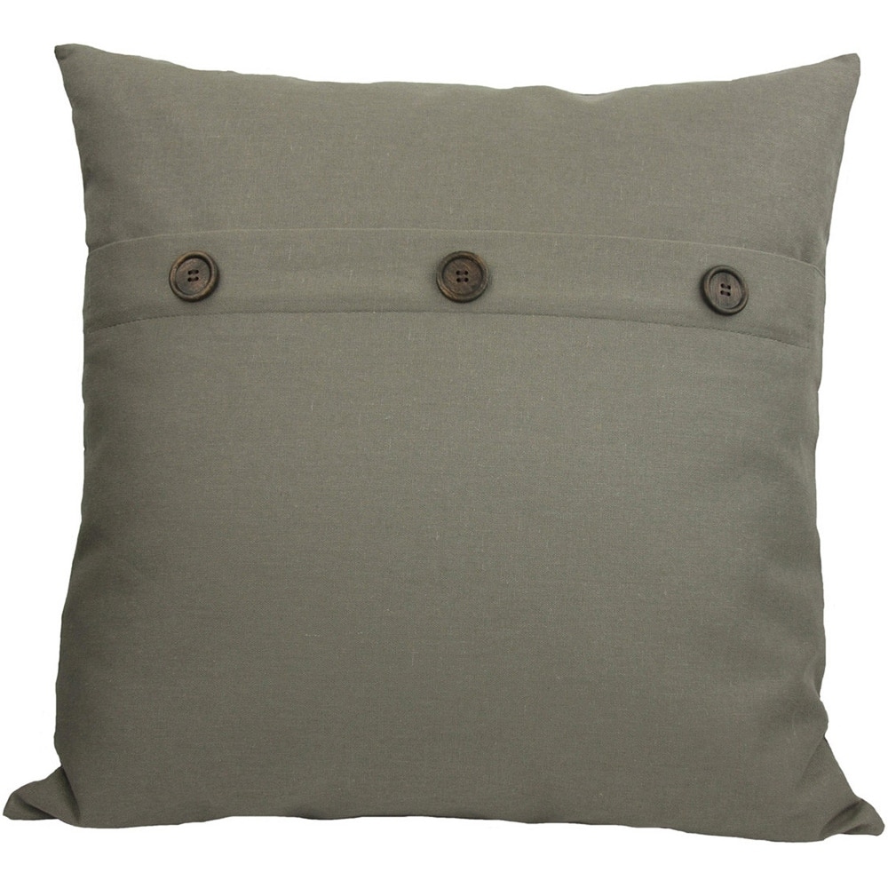 20" X 20" Gray Linen Blend Zippered Pillow With Buttons