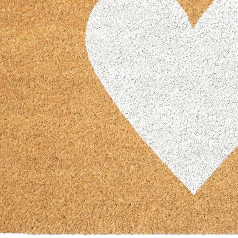 HomeRoots 30" X 48" Brown And White Heart Outdoor Coir Door Mat - 30.00' X '48.00