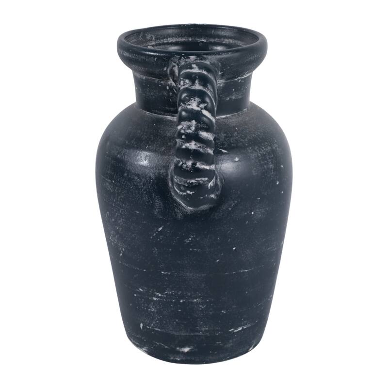 Decorative Textured Amphora Table Vase with Twisted Handles