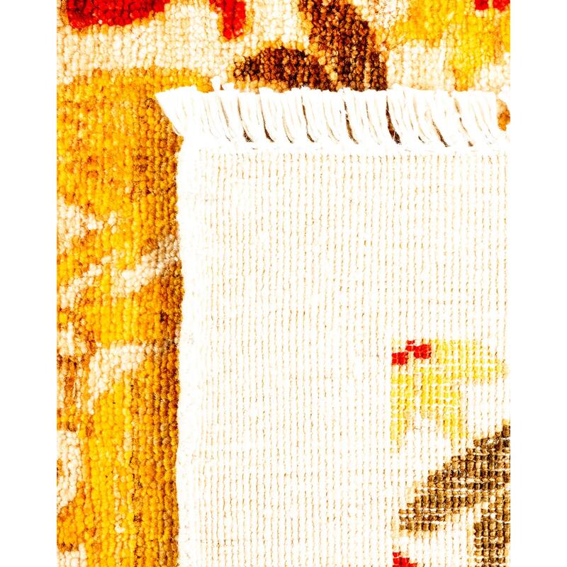 Overton Hand Knotted Wool Contemporary Floral Ivory Area Rug - 6' x 9'