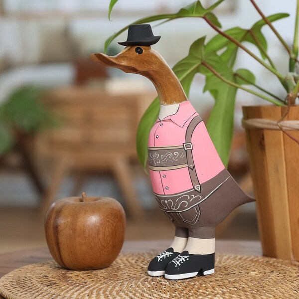 Novica Handmade Mister Duck In October Bamboo Root And Teak Wood