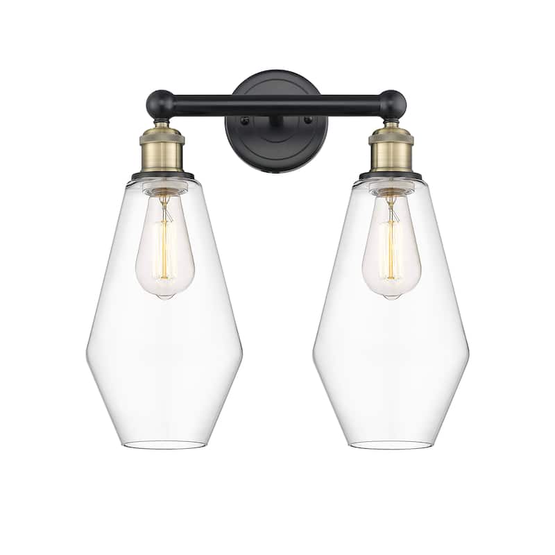 Innovations Lighting Cindyrella - 2 Light 16" Bath Vanity Light - Clear/Black Antique Brass