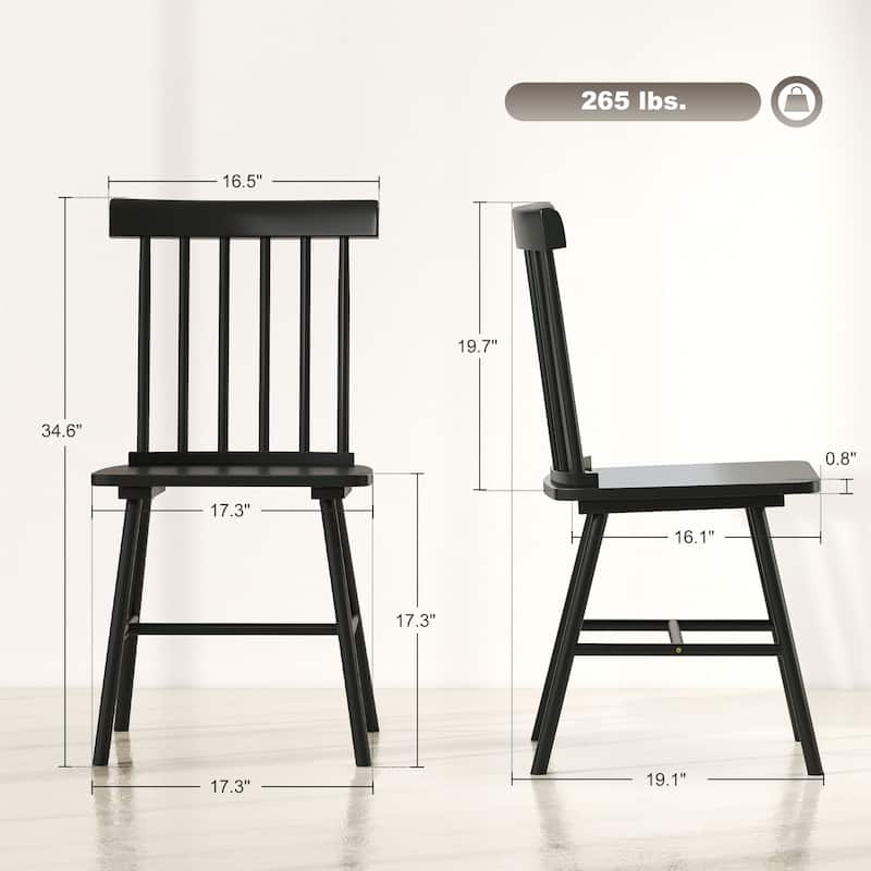 HOMCOM Windsor Dining Chairs Set of 4, Nordic Wooden Kitchen Chairs with Rubber Wood Frame and Spindle Backrest, Light Brown