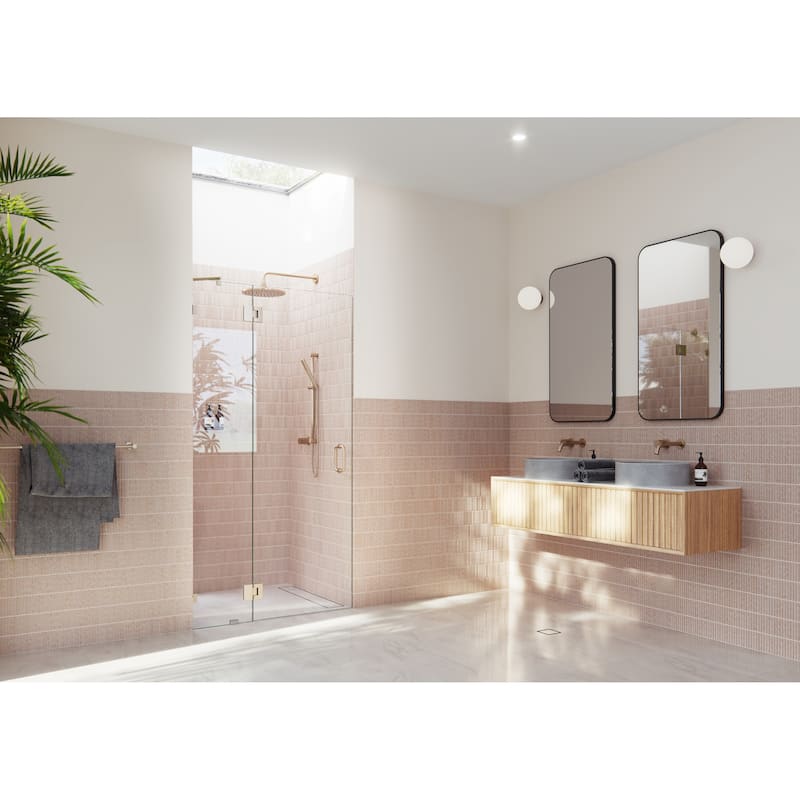 Glass Warehouse GW-GH-35 Halo 78" High x 35" Wide Hinged Frameless - Brushed Bronze