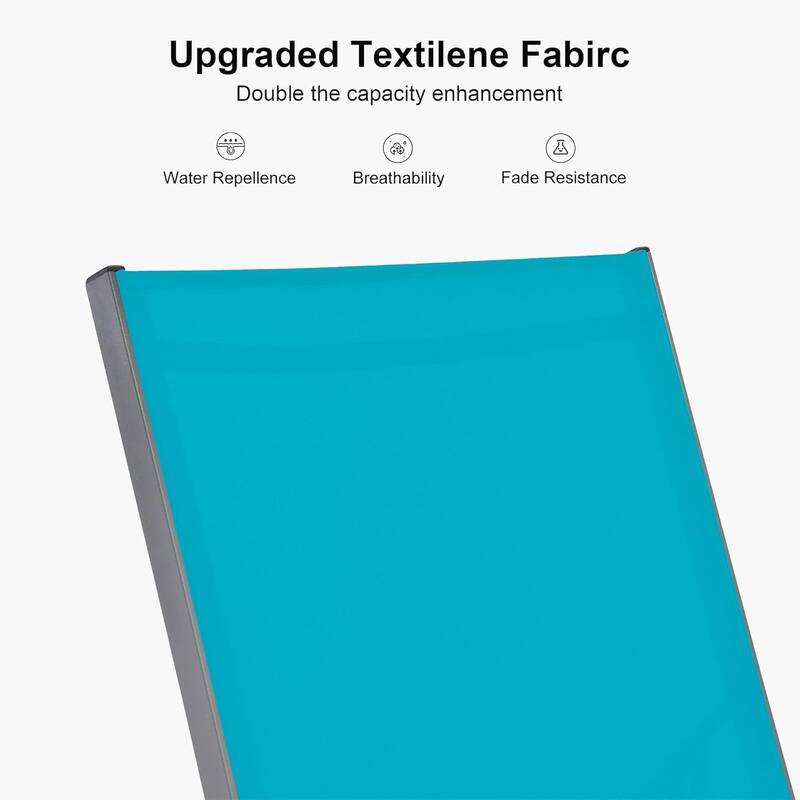 PURPLE LEAF Adjustable Patio Chaise Lounge Set 2 Pieces Lounge Chairs with Wheels and Side Table