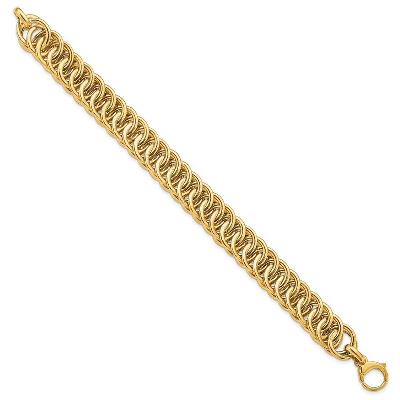 Curata 10.67mm 14k Gold Polished Sparkle Cut Reversible Bracelet 7.5 Inch