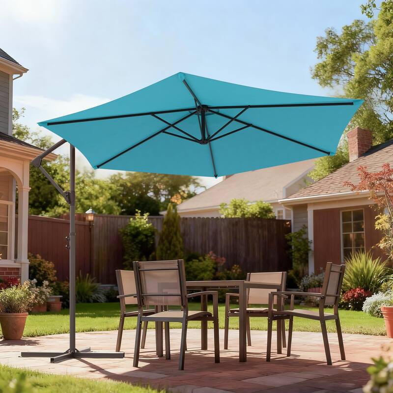 BONOSUKI 10ft Patio Offset Umbrella Outdoor Hanging Umbrella - Pacific Blue