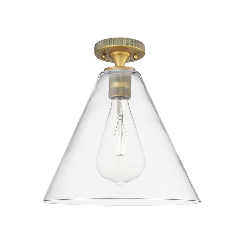 Innovations Lighting 434-1F-10-12 Crown Point Flush Cone Crown Point - Brushed Brass / Clear