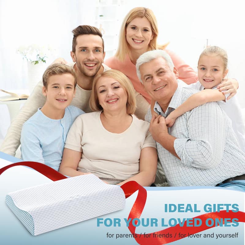 Cooling Memory Foam Wave Pillows, Ergonomic Cervical Contour Pillow - Ice Blue - Ice Blue