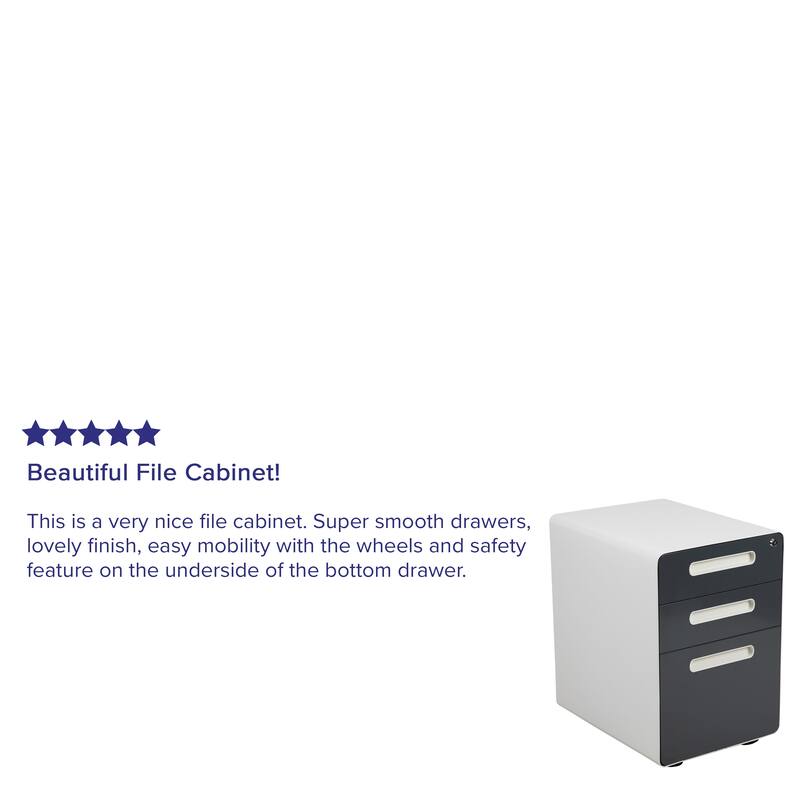 Ergonomic 3-Drawer Mobile Locking Filing Cabinet Storage Organizer