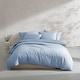 preview thumbnail 28 of 52, Calvin Klein Washed Percale Solid Cotton Duvet Cover Set Blue - King