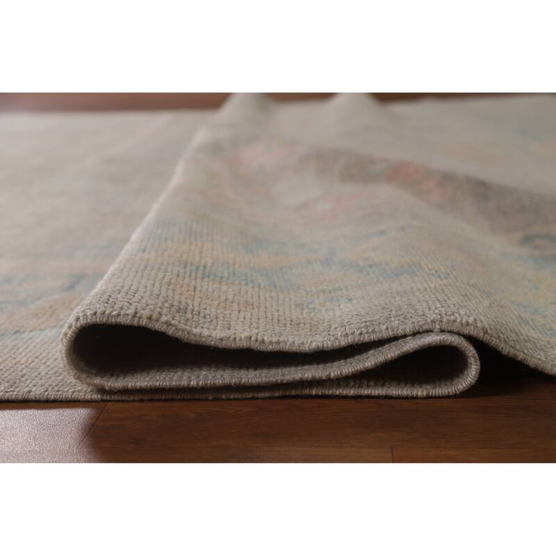 Hand Knotted Oriental 100% Wool Carpet Transitional All-Over Greys & Charcoal Oushak Area Rug - 9' 5'' X 7' 9''