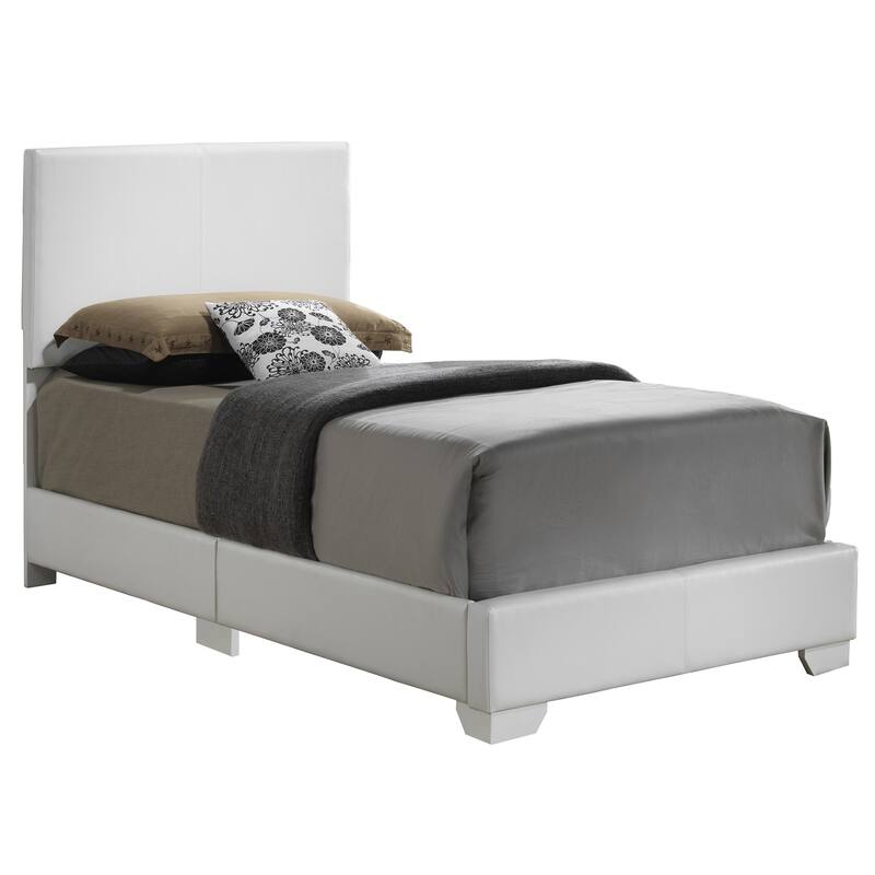 Faux Leather Upholstered Panel Twin Bed - 81" - White