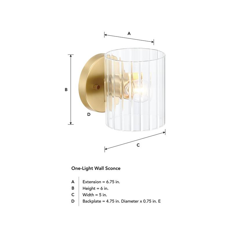 Aries 6 in. 1-Light Brushed Gold Transitional Wall Sconce Light