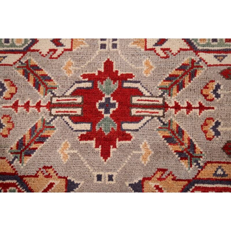 Beige Geometric Kazak Foyer Rug Handmade Wool Carpet - 2'9" x 4'2"