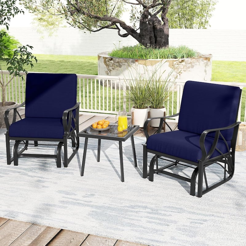 1/2 PCS Patio Glider Outdoor Rocking Chair w/ Cushions &Metal Frame