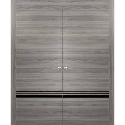 Solid French Double Doors 36 x 80 Planum 0012 Grey Matte with