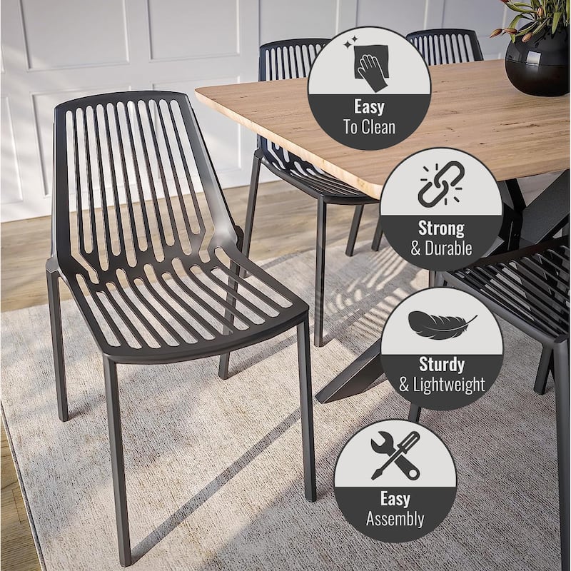 LeisureMod Acken Mid-Century Modern Plastic Dining Chair, Set of 4 - 30.7"