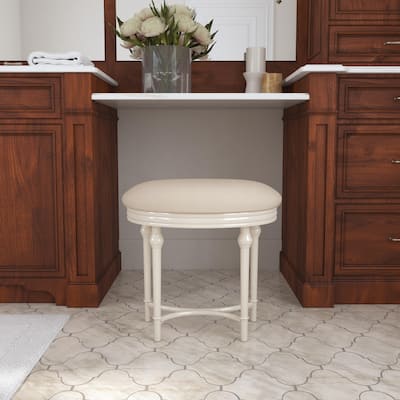 Hillsdale Furniture Cape May Backless Metal Vanity Stool, Matte White - Matte White - 19" x 13" x 18.5"