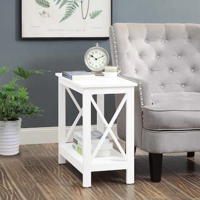 Chairside End Table with Shelf, Compact Two Tier Storage Side Table, Transitional MDF Design to Complement Any Home Décor
