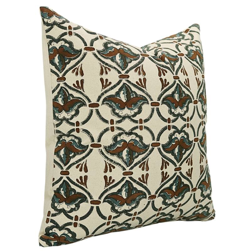 Cotton Farmhouse Block print pillow Cover Hridyavan