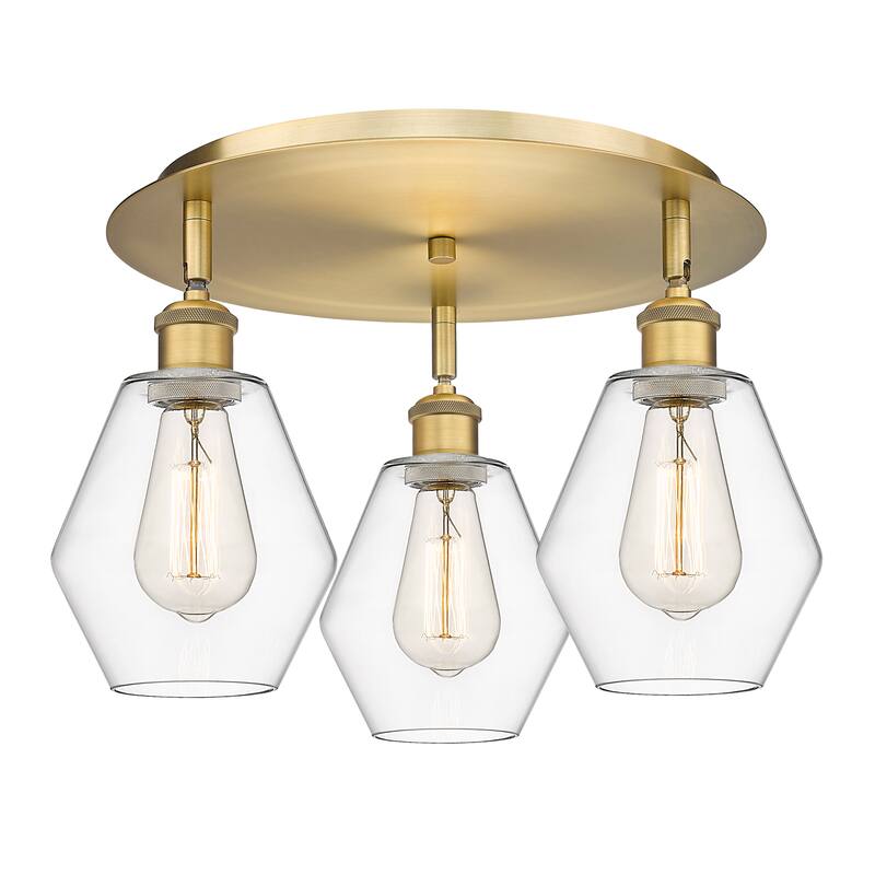 Innovations Lighting Cindyrella - 3 Light 18" Flush Mount - Clear/Brushed Brass