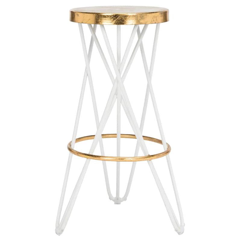 SAFAVIEH Elissa 30 Inch Gold Leaf Bar Stool - 18" x 18" x 30" - 18Wx18Dx30H