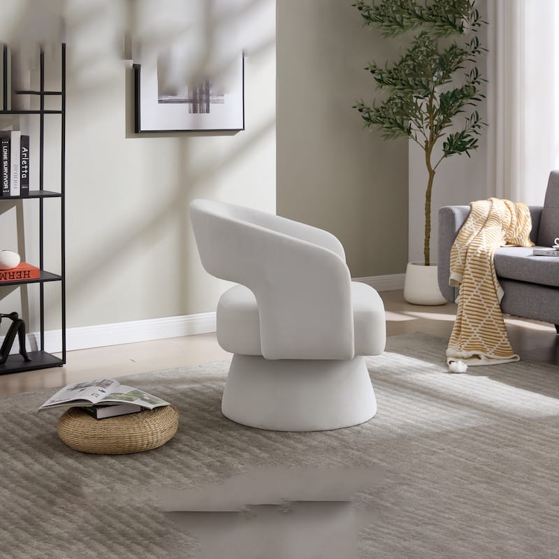 Swivel Barrel Chair, Velvet Accent Armchair 360 Degree Swivel Club Chair for Living Room Bedroom Reception Room