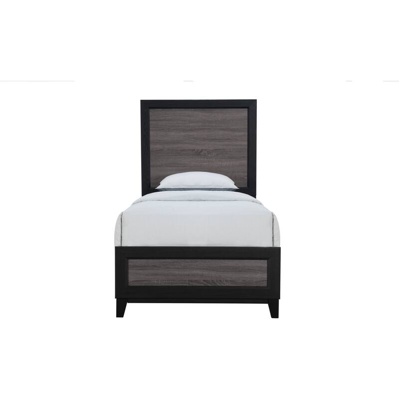 HomeRoots Black and Gray Wood Twin Bed Frame