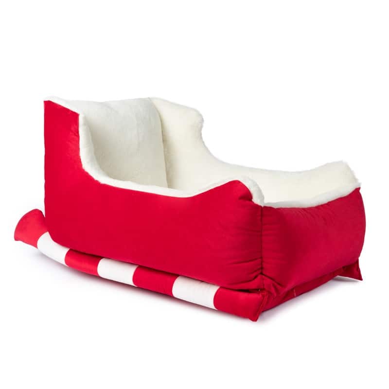 Sherry Kline Red Velvet Sleigh Holiday Dog/Cat Bed - 24"x14"