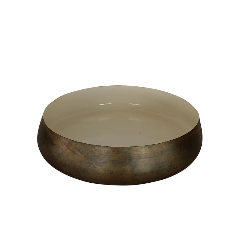 Aged + White Round Tray Dia 12.99"- ST - Aged + White