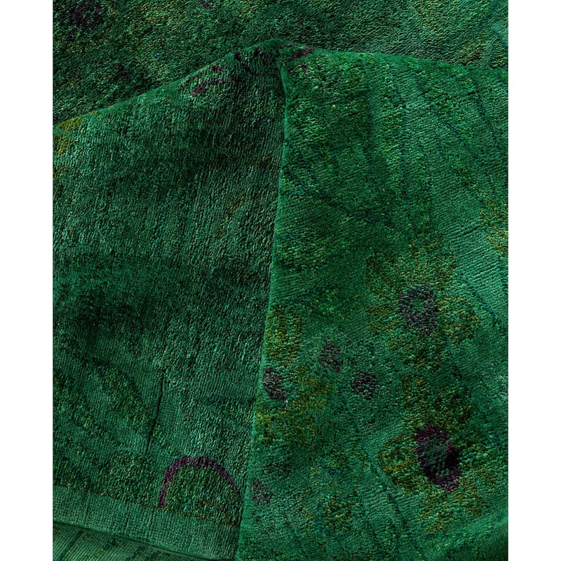 Overdyed One-of-a-Kind Hand-Knotted Area Rug - Green - 9' 0" x 11' 5"