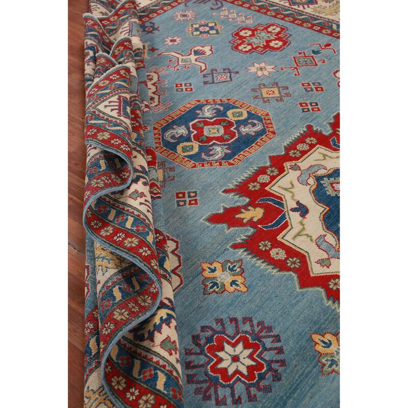 Hand Knotted Oriental 100% Wool Carpet Traditional Medallion Navy Blue & Blues Kazak Area Rug - 13' 9'' X 9' 10''
