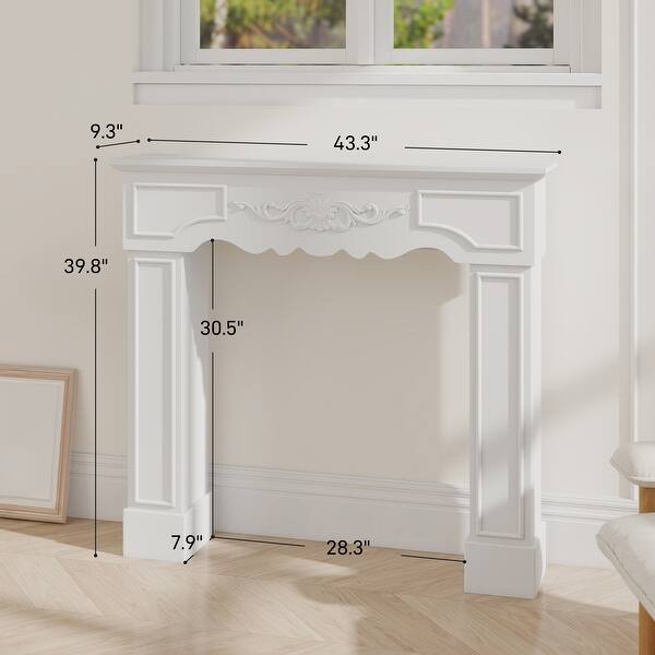 Fireplace Mantel, Freestanding Fireplace Surround with Leg for Electric Fireplaces