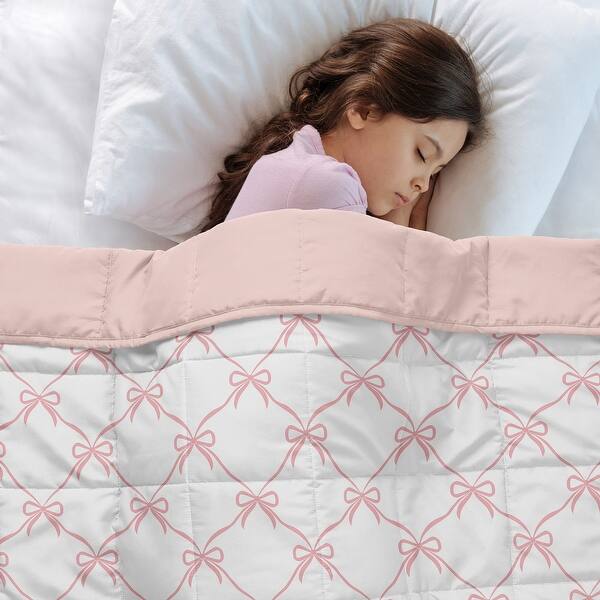 slide 2 of 6, Sweet Jojo Designs Pink Bows Girl Toddler Weighted Blanket 5lbs for Kids -Blush Elegant, Vintage, Coquette for Ballet Collection