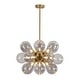 preview thumbnail 26 of 56, 18-Light Cluster Blue Glass Bubble Chandelier - 25in Wide Gold