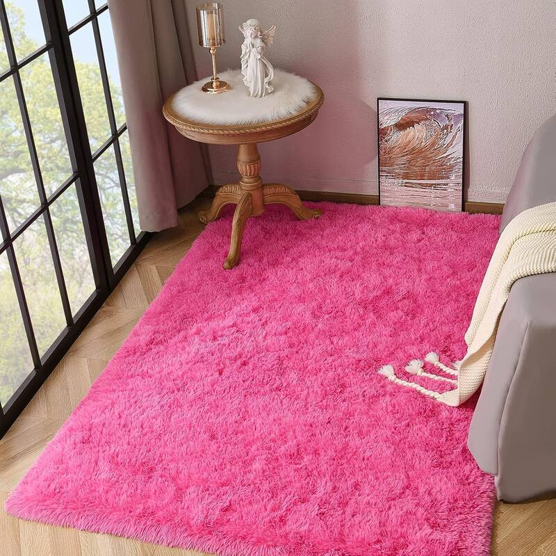 Living Room Bedroom Super Soft Pile Area Rug, Modern Shaggy Rugs, Non-Slip Pile Rugs for Kids
