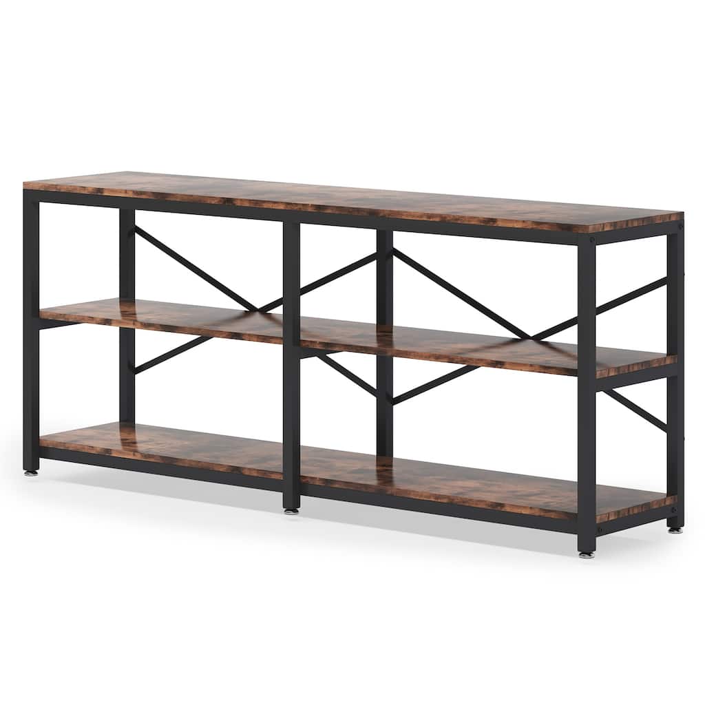 70.9" Extra Long Console Table with Storage Shelves, 3-Tier Sofa Table Behind Couch,Entryway Table with X-Frame Metal Design