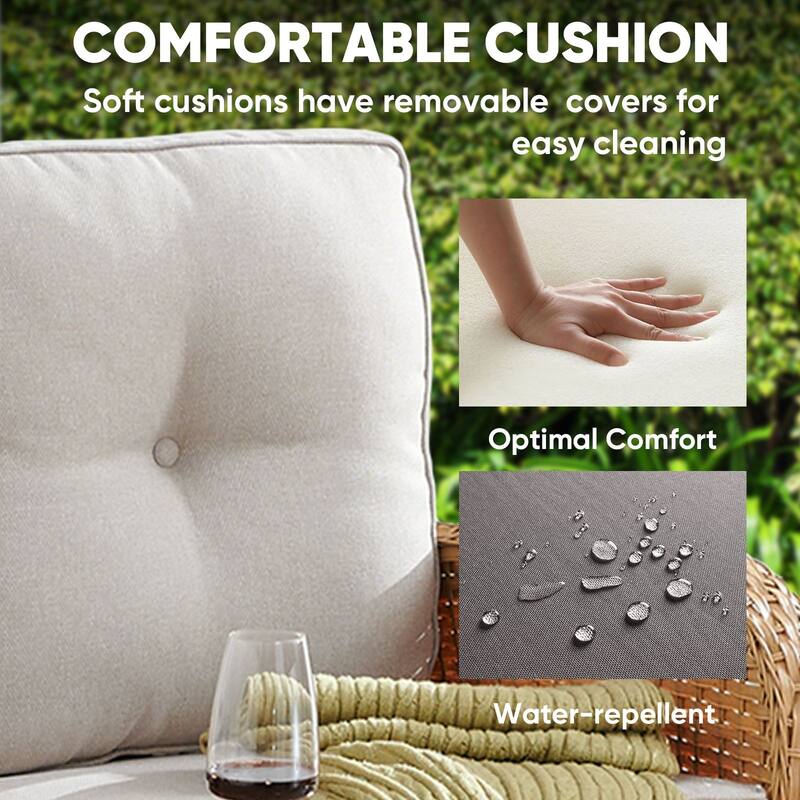 Pocassy Outdoor Loveseat Sofa with Table Funiture Set