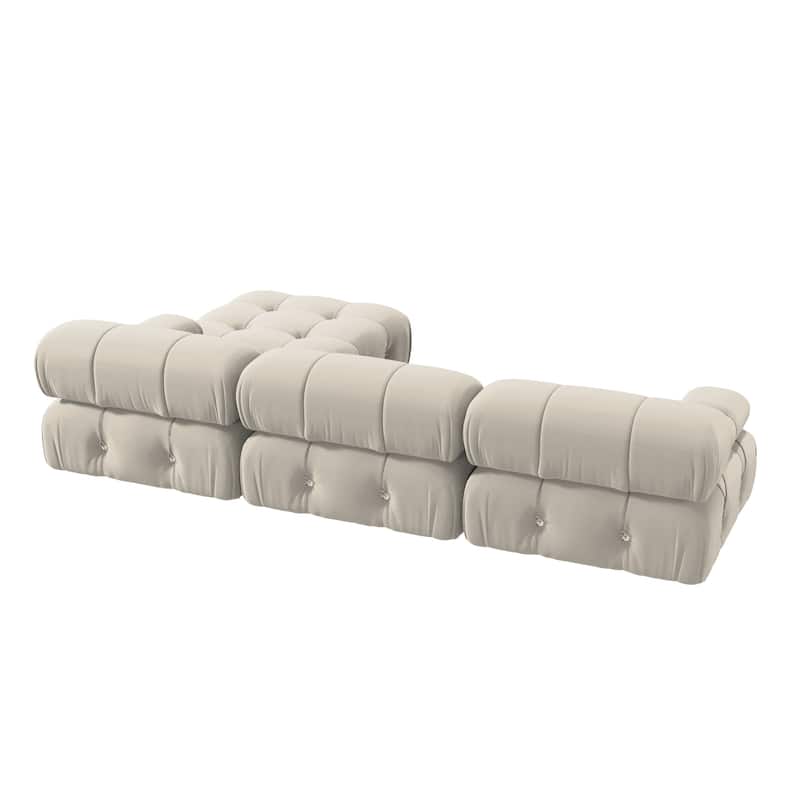 104" Wide Velvet Reversible Modular Sofa & Chaise with Ottoman
