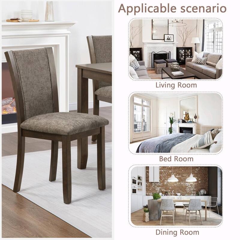 Wooden Dining Chairs Set of 4, Upholstered Side Chairs with Padded Seat for Kitchen & Dining Room
